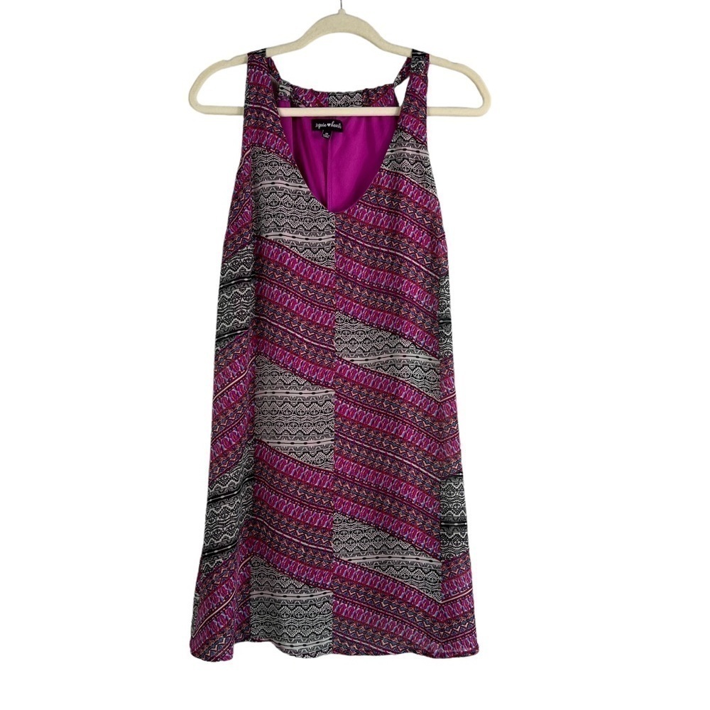 Sequin Hearts Multipattern Multicolor lined V neck tank summer dress Size M